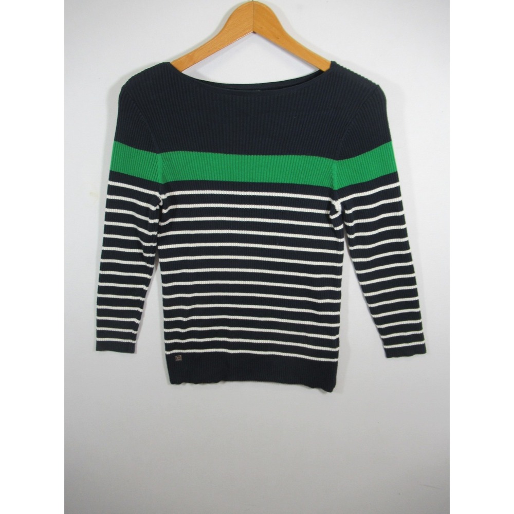 Lauren Ralph Lauren Ribbed Boatneck Sweater Women Large Striped